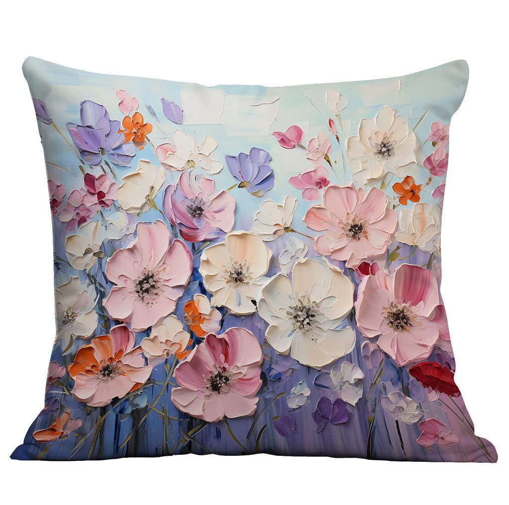 Новая наволочка с цветочным принтом, имитирующая трехмерный стиль масляной живописи, креативная цветочная, для дома, гостиной, диванной подушки