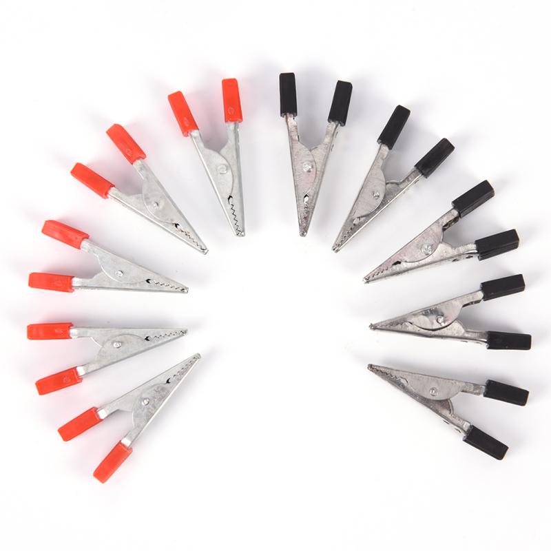 10Pcs Crocodile Clips Plastic Handle Testing Metal Alligator Clips Clamps