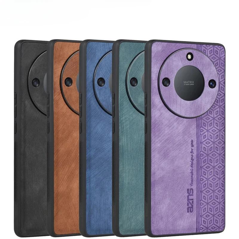 Роскошный 3D Кожаный Чехол с Тиснением для Honor X50 Pro GT X9a X9b X30 X9 X40 X40i X50i Ощущение Кожи Мягкий Бортик Прочный Бампер Задняя Крышка