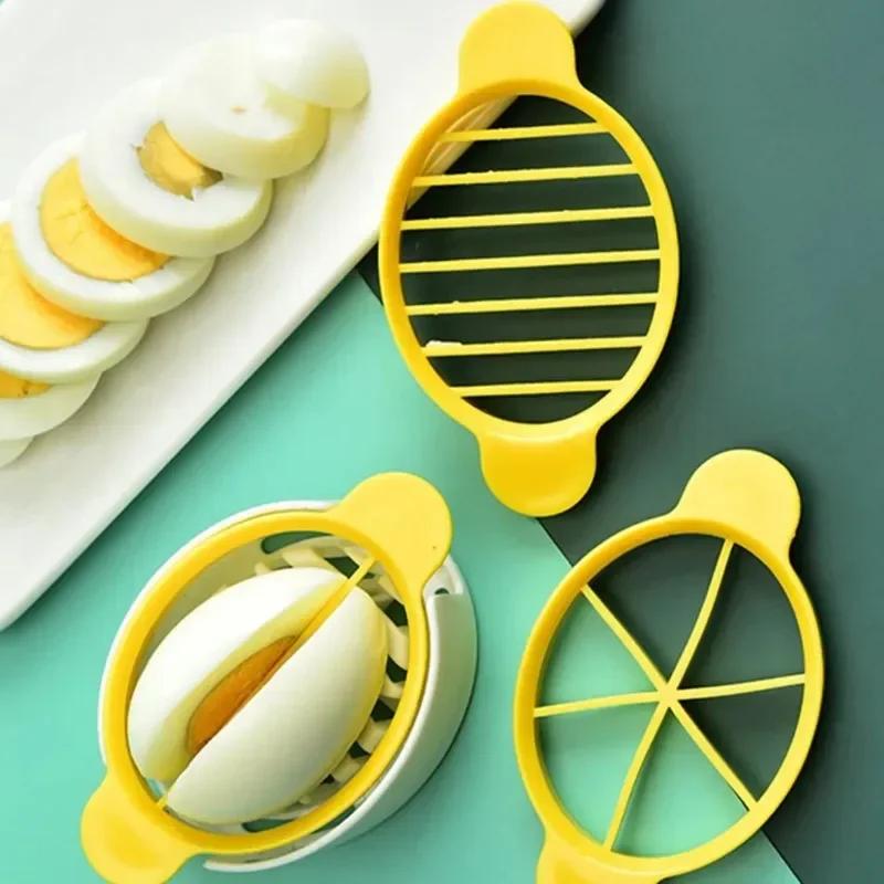 New 1set 3 In 1 Egg Slicer Multi-functional Egg Cutter Kitchen Creative Tool Kitchen Accessories Egg Mold Gadget