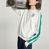 Li-Ning Спортивная модная серия с принтом логотипа, цветными блоками, толстовка с круглым вырезом, унисекс, белая AWDQ262-8