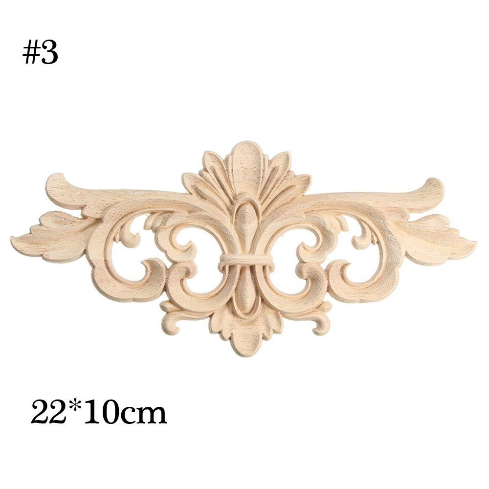 Decorative Corner Floral Wood Carved Decal Wooden Figurines Wall Doors Decoration Appliques Frame