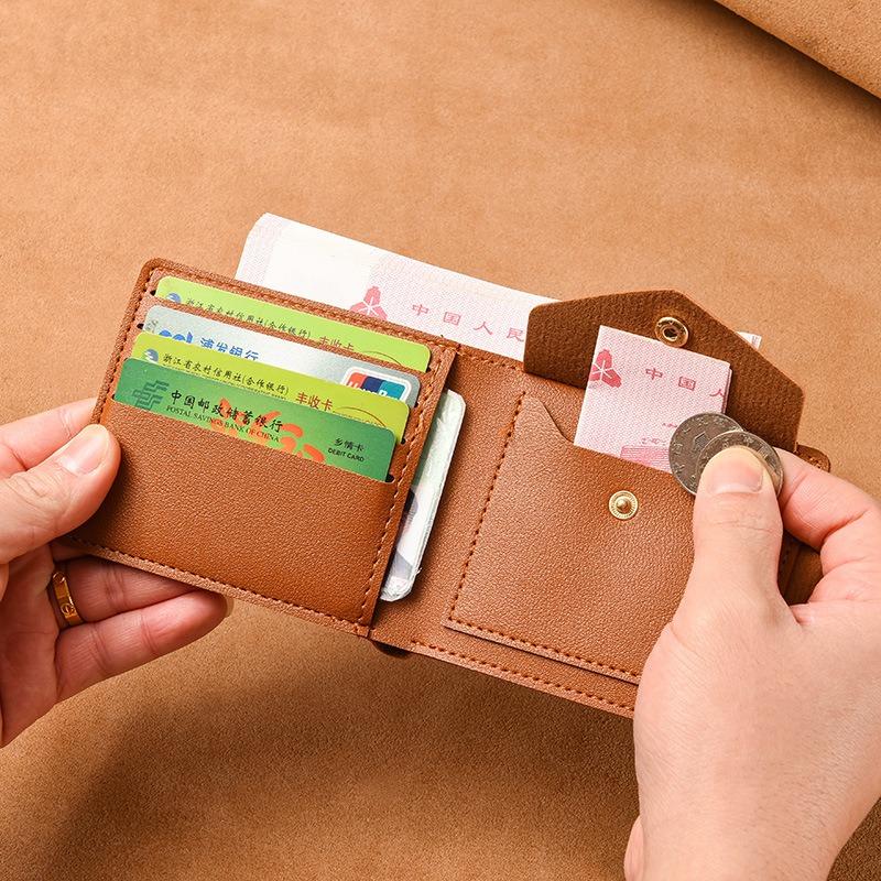 Wallet Women's Short Multifunctional Simple Thin Buckle Folding Wallet Men's Mini Small Change Bag Silver Bag Ticket Clip
