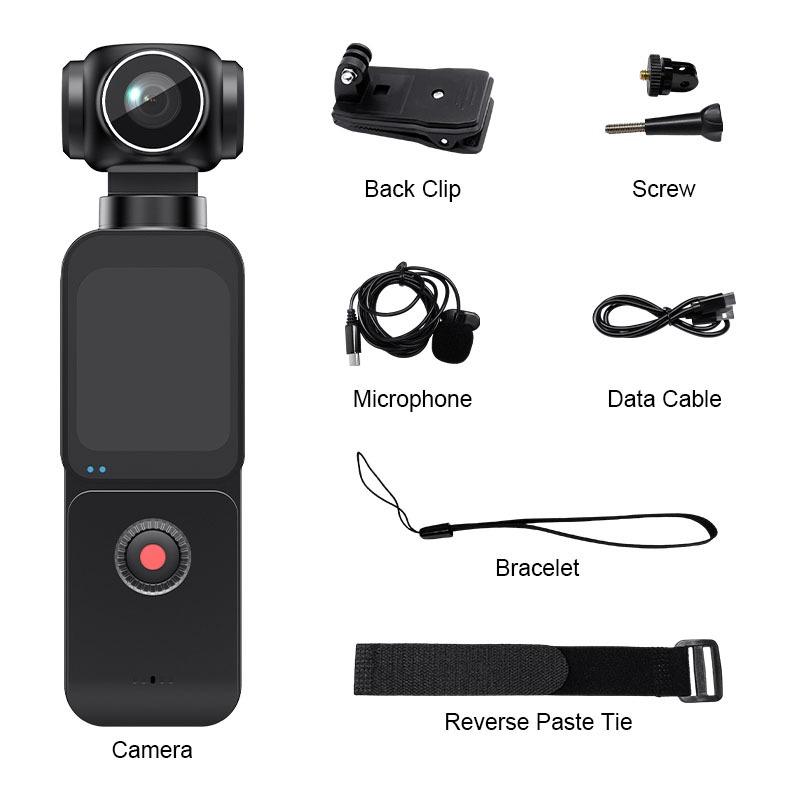 5K UHD Pocket Action Camera with 270° Rotatable Lens EIS Anti-Shake WiFi Vlog Camera for Outdoor Sports Travel