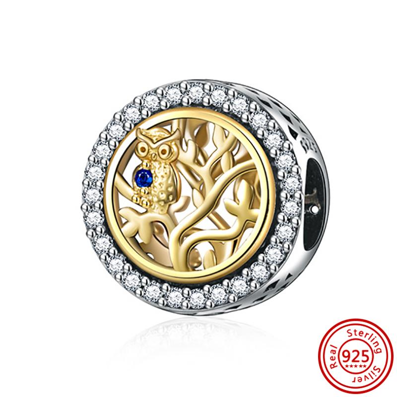 Новое дерево, золотое сердце, сова, розовая бабочка, голубая звезда, глаз, счастливая семья, DIY, круглая бусина, подходит для оригинального браслета, ювелирные изделия