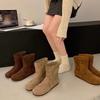 Зимние ботинки на плоской подошве, женская обувь в стиле ретро, модные, удобные и универсальные, весна, осень и зима, а также короткие ботинки с коротким рукавом