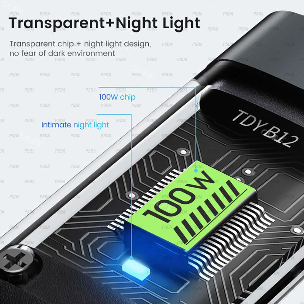 3 in 1 Super Fast Charging Cable Transparent Luminous Nylon Braided Cord Quick Charging Data Cable for Samsung Huawei Xiaomi