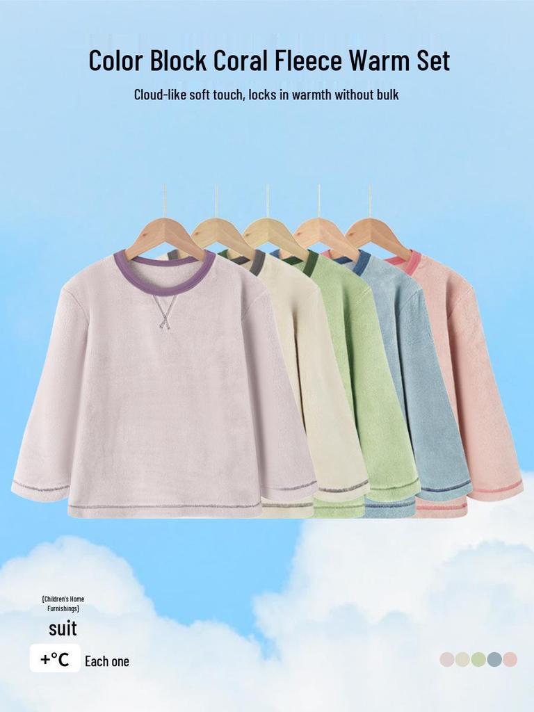 Унисекс Детский фланелевый пижамный комплект на флисовой подкладке для осени и зимы