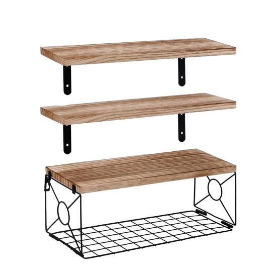 Настенная плавающая полка для ванной комнаты с металлическим ящиком, полка в деревенском стиле, деревянная, настенное крепление над унитазом, органайзер-стойка для хранения в домашнем офисе, гостиной