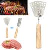 Hot Meat Patty Spatula Heat Resistant Meat Turner Stainless Steel Triple-Blade Spatula Versatile Barbecue Scraper