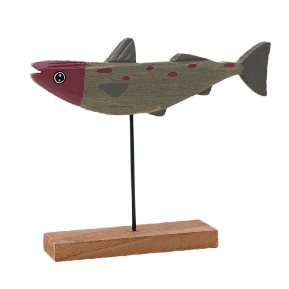 Fish Pattern Colorfast Home Decoration Fishes Sculpture Wooden Fish Statue Table Decor Ornament
