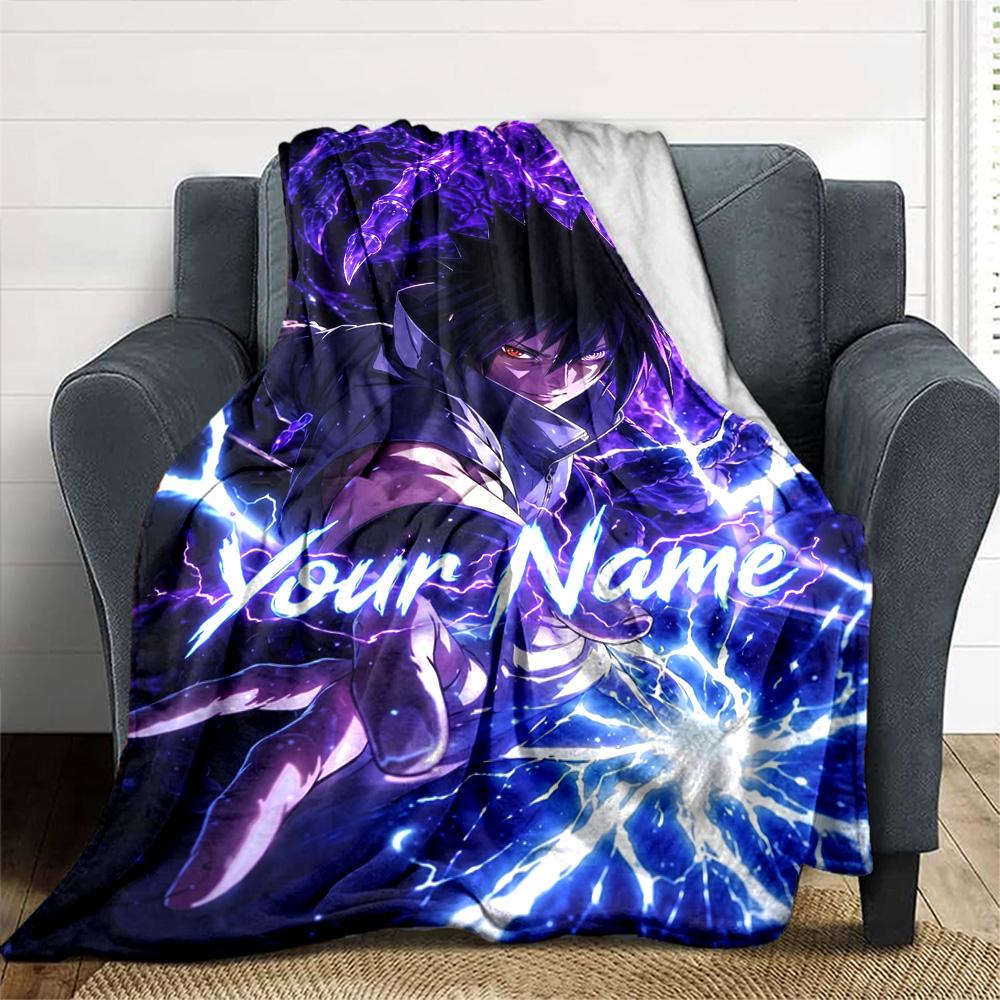 Naruto Character Customize Your Name Blanket Throw Customizable Blanket Warmthful Decor Suitable for Sofa Living Room Nap Picnics All-Season Use