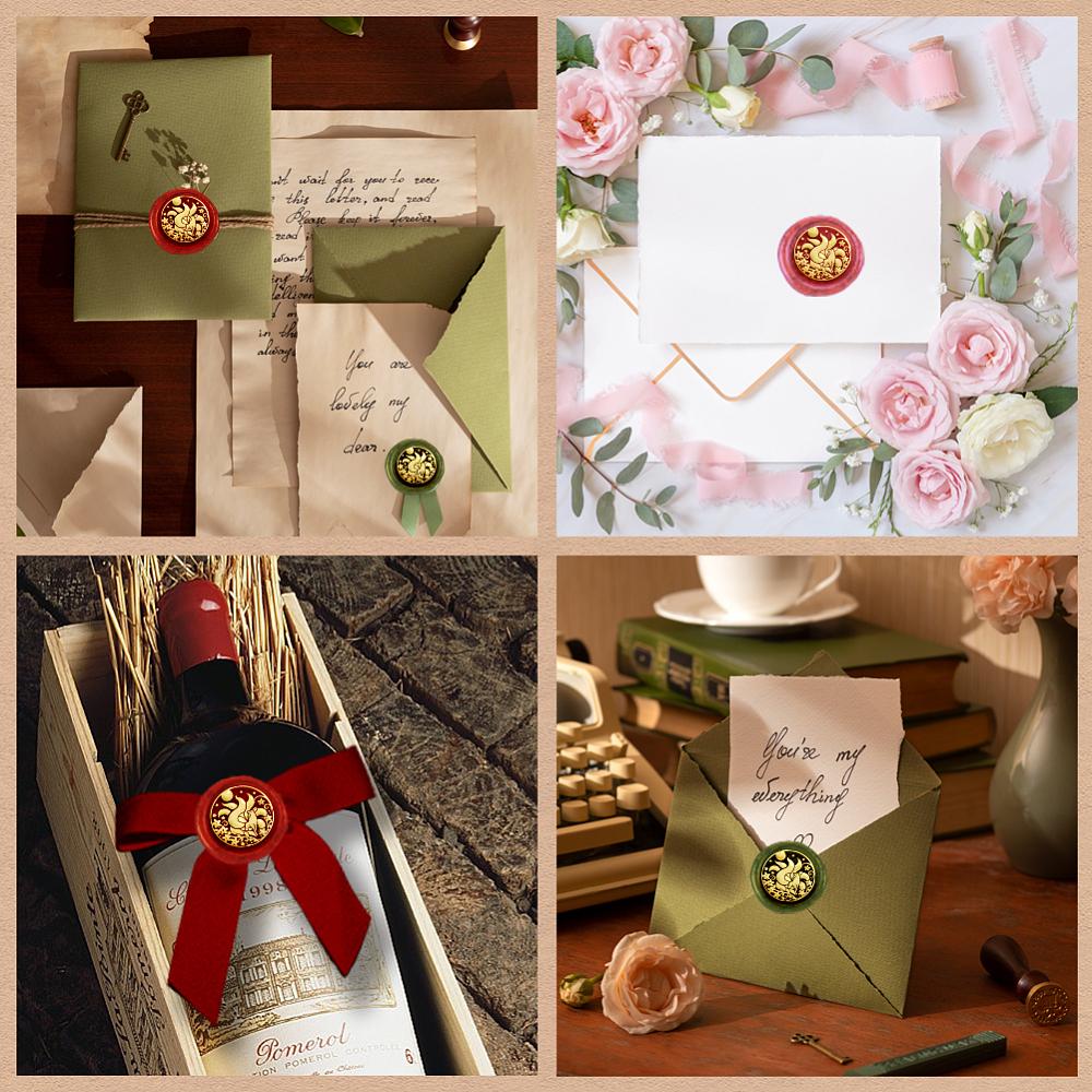 1set Brass Wax Seal Stamp with Handle for DIY Scrapbooking Fox 89x30mm