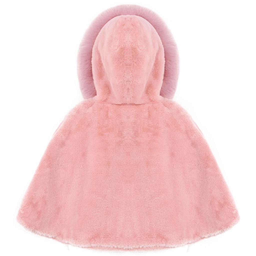 Накидки для маленьких девочек, шаль из искусственного меха, зимняя детская одежда принцессы для свадебной вечеринки, накидка с капюшоном, верхняя одежда, теплая куртка, пальто