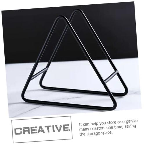 SHOWERORO Iron Coaster Holder, Coaster Holder without Coasters, Coffee Mat Stand, Tabletop Coaster Rack, Coaster Caddy, Triangular Plate Stand, Coaste