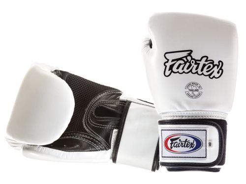 Боксерские перчатки Fairtex из натуральной кожи BGV1 Дышащие Белые 12 унций