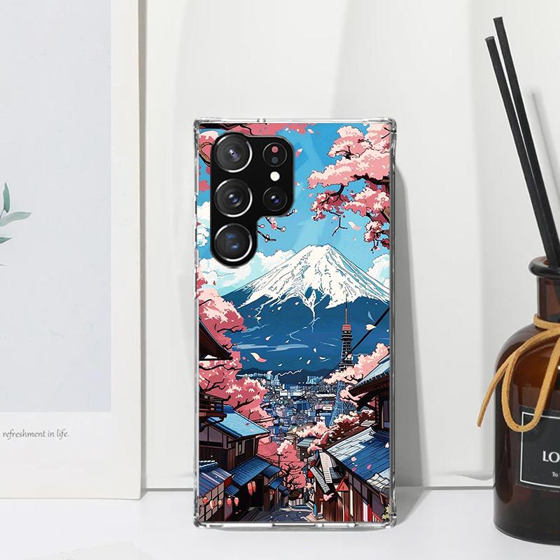 Japanese Cherry Mount Fuji Phone Case For Samsung Galaxy S26 S25 Edge S24 FE S23 S22 Ultra S21 Plus S20 + Art Fundas Back Cover