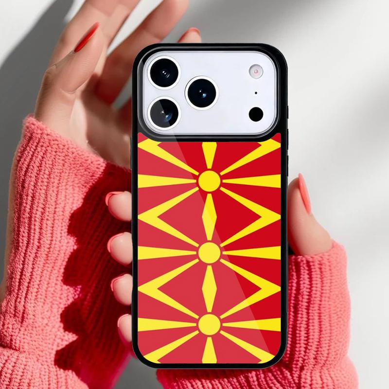 Чехол для телефона с флагом Македонии для iPhone 17 16 15 14 13 Pro Max Задняя крышка для 12 11 Pro Coque