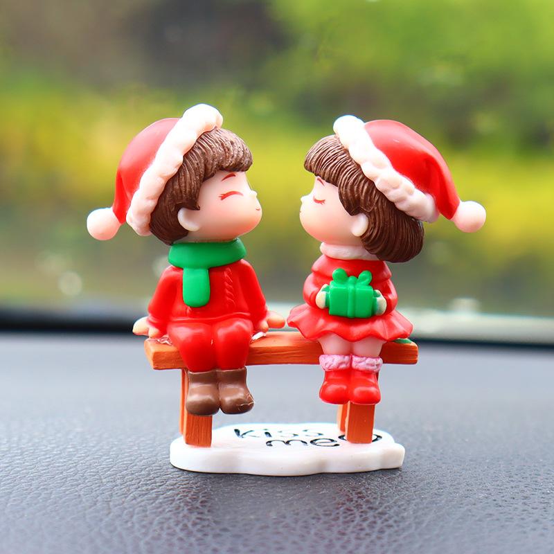 Festive Christmas Gift Car Dashboard Decor Cute Couple Creative Auto Ornament for Him Her Desktop Office Desk Decoration