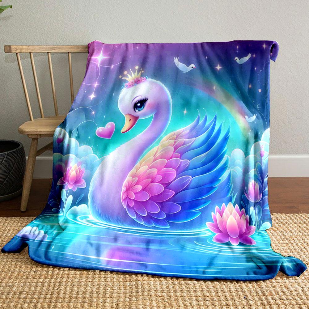Enchanted Crowned Swan Fantasy print blanket soft and cozy perfect for the living room bed sofa or a nap,gift