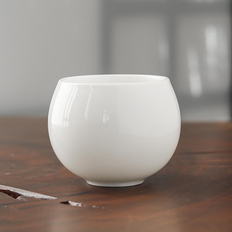 Dehua suet jade white porcelain master cup national style ceramic tea set kung fu tea cup tea cup holiday souvenir set