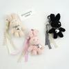Silver Heart Plush Bag Pendant Bow Ribbon Rabbit Plush Doll Rabbit Doll Charm  Bag Decoration