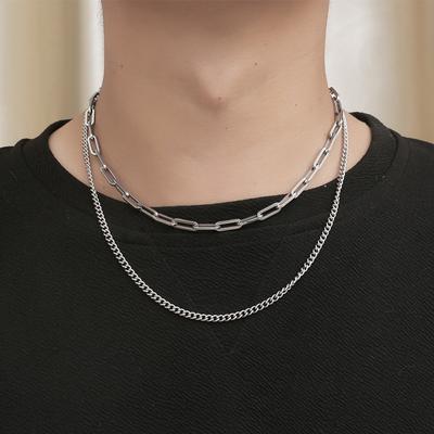 Новое двухслойное мужское ожерелье в стиле хип-хоп с цепочкой на ключице YL429