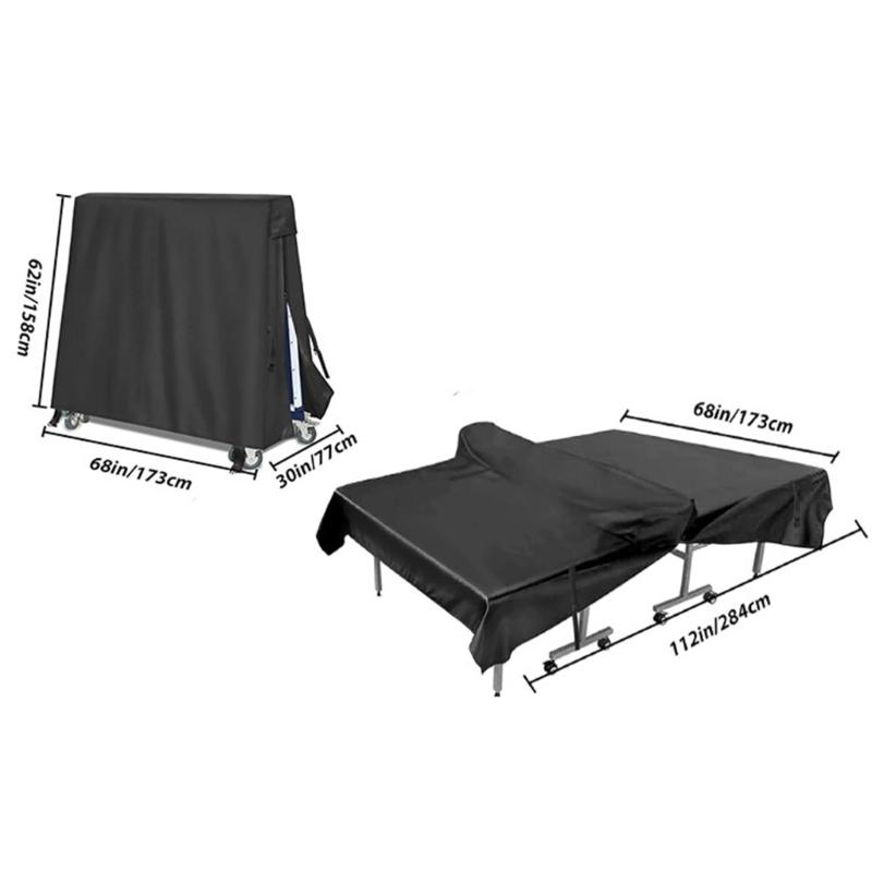 Open Table Tennis Table Cover with Flexible Cloth Barrier and Several Retaining Features for Patio, Balcony, Garage and Indoor Storage Use