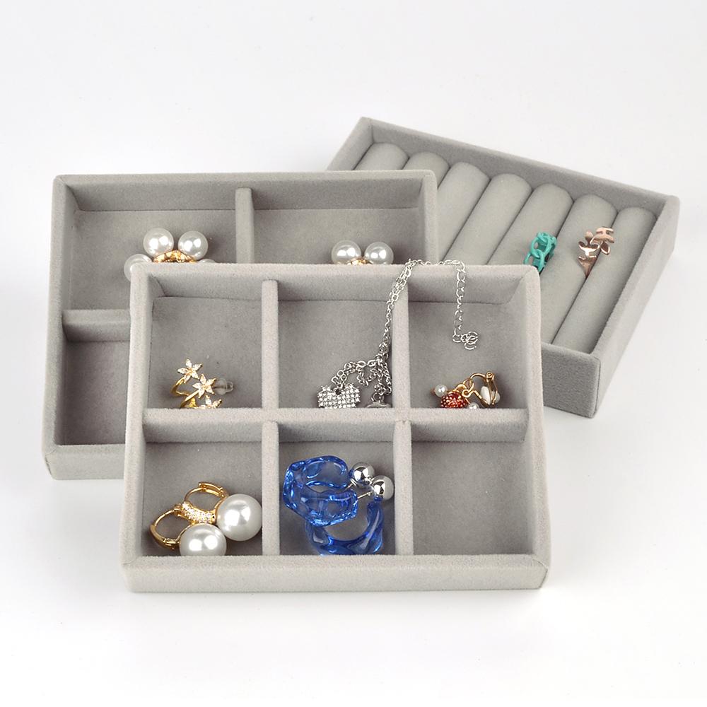 Velvet Jewelry Box Display Tray Drawer Storage Jewellery Holder For Ring Earrings Necklace Bracelet Soft Organizer