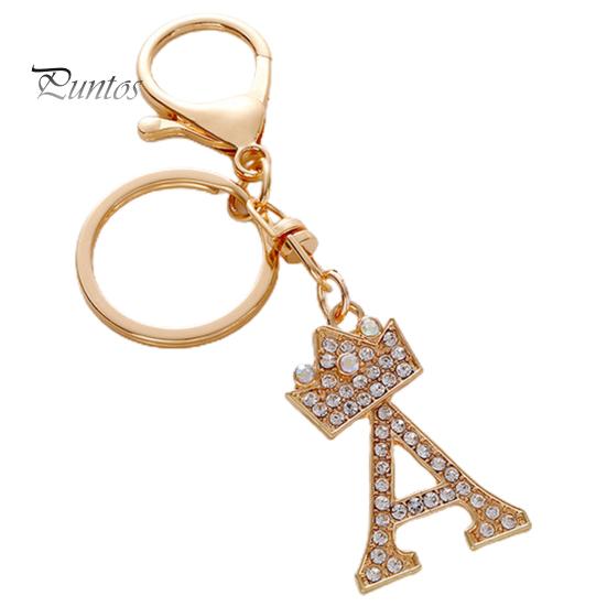 Брелок для ключей, роскошный горный хрусталь, корона, инициалы, автомобильный брелок AG, золотой брелок с 7 буквами, женский аксессуар для сумки, орнамент