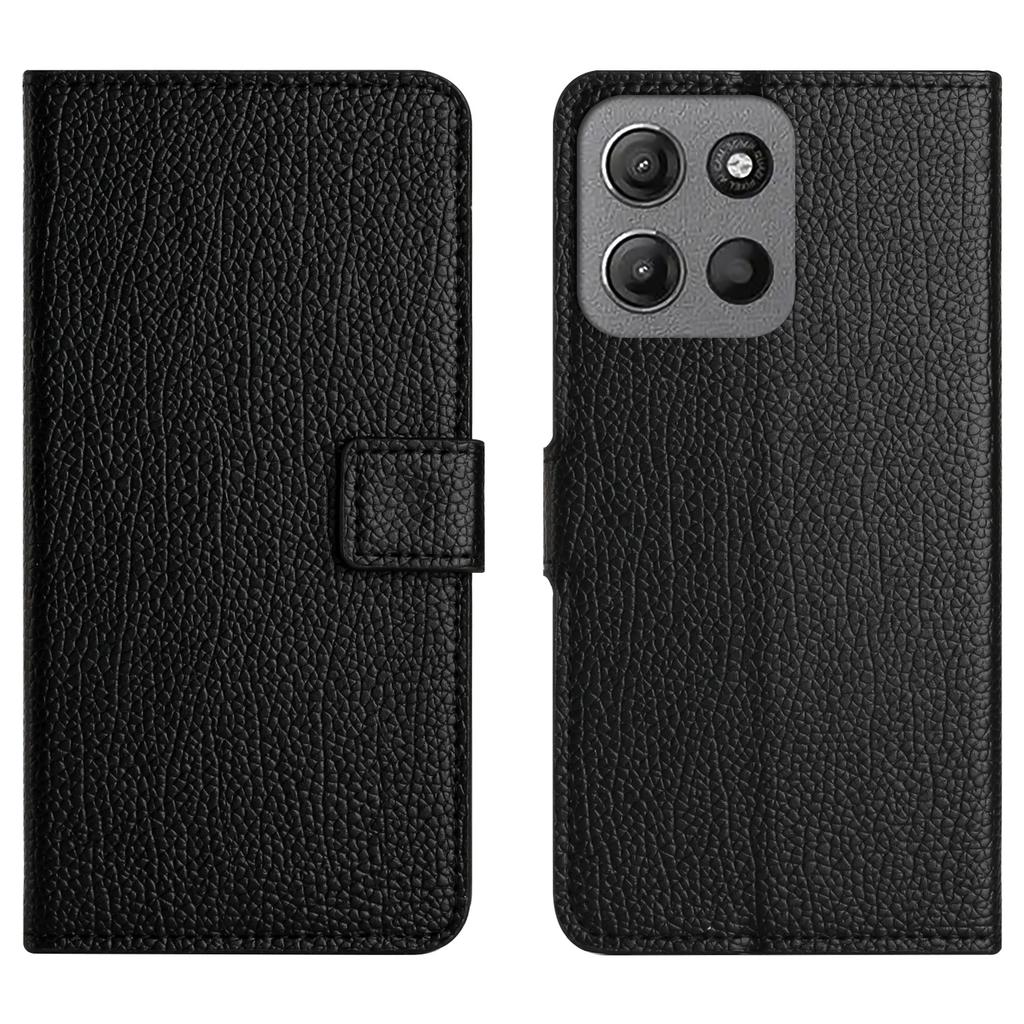 For Motorola Moto G86 5G/G86 Power 5G Case PU Leather Wallet Phone Cover Litchi Texture,Black
