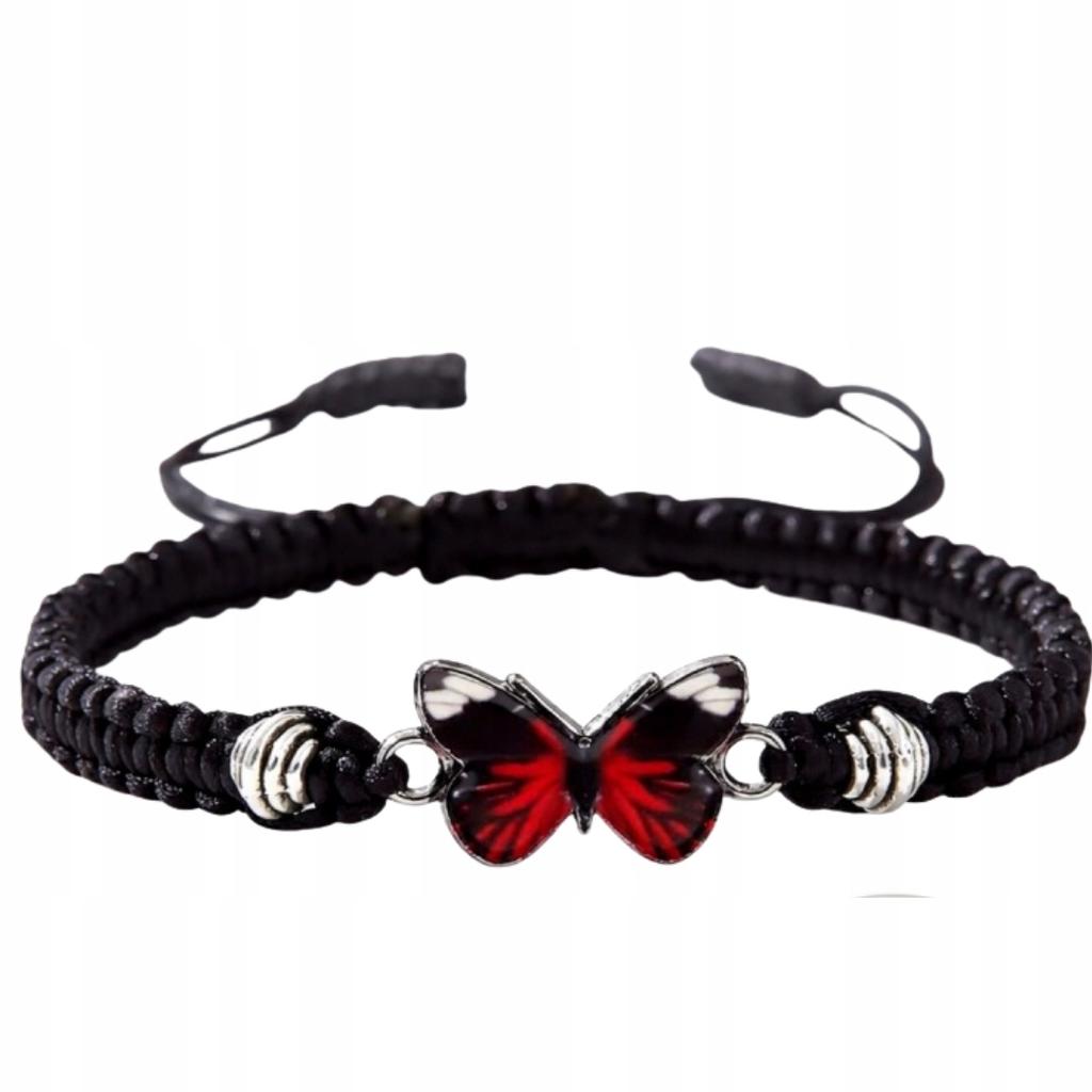 Black Adjustable String Butterfly Bracelet for a Gift with a Card