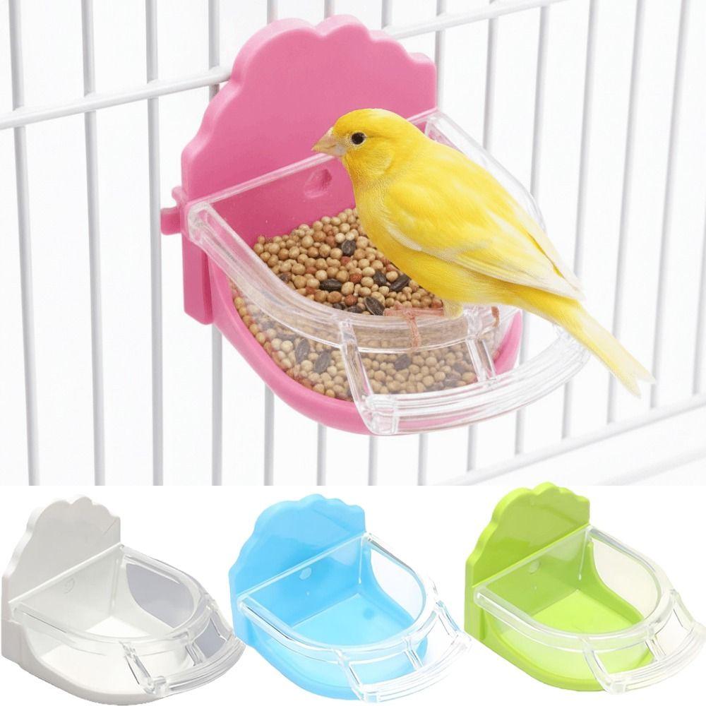 Transparent Cage Mount Bird Feeder Detachable Parrot Food Container For Parakeet Lovebird