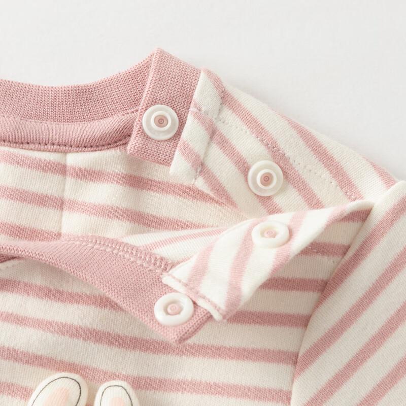 David Bella Girls' Striped Antibacterial Cotton Long Sleeve T-Shirt