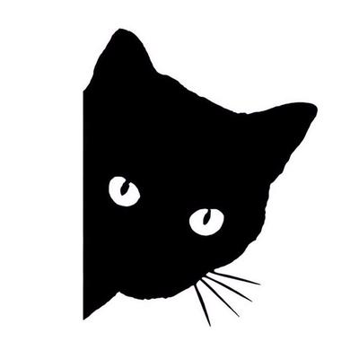 [JASDESIGN] Наклейка на кота Наклейка на кота Кот Черный кот Наклейка на автомобиль Мотоцикл Взгляд Подглядывание Черный JM-134B (Черный, 1)