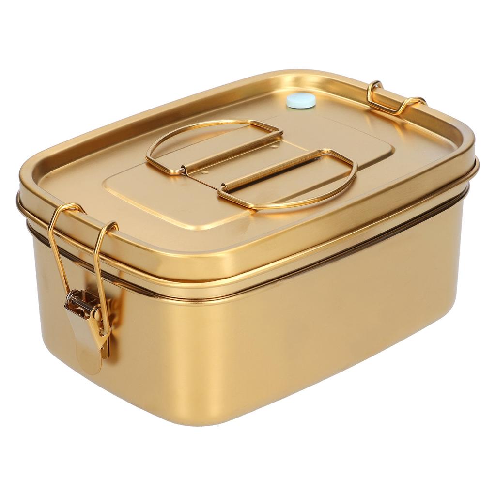 Ланч-бокс 1,5 л, 2-слойный, портативный, герметичный, из нержавеющей стали 304, контейнер для еды бенто, столовая посуда для дома, офиса, золото