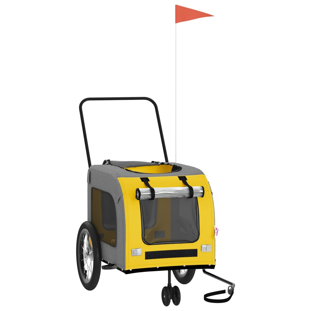 Bicycle Trailer for Dogs Yellow and Gray Oxford Fabric and Iron