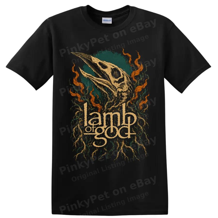 Lamb Of God Metal Band T Shirt w/ Skull Flames Gothic Heavy Music Tee Present