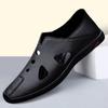 Mens Casual Luxury Sandals Men Genuine Leather Classic Boat Shoes Loafers Shoes Hollow Out Breathable Summer Slides Top Quality