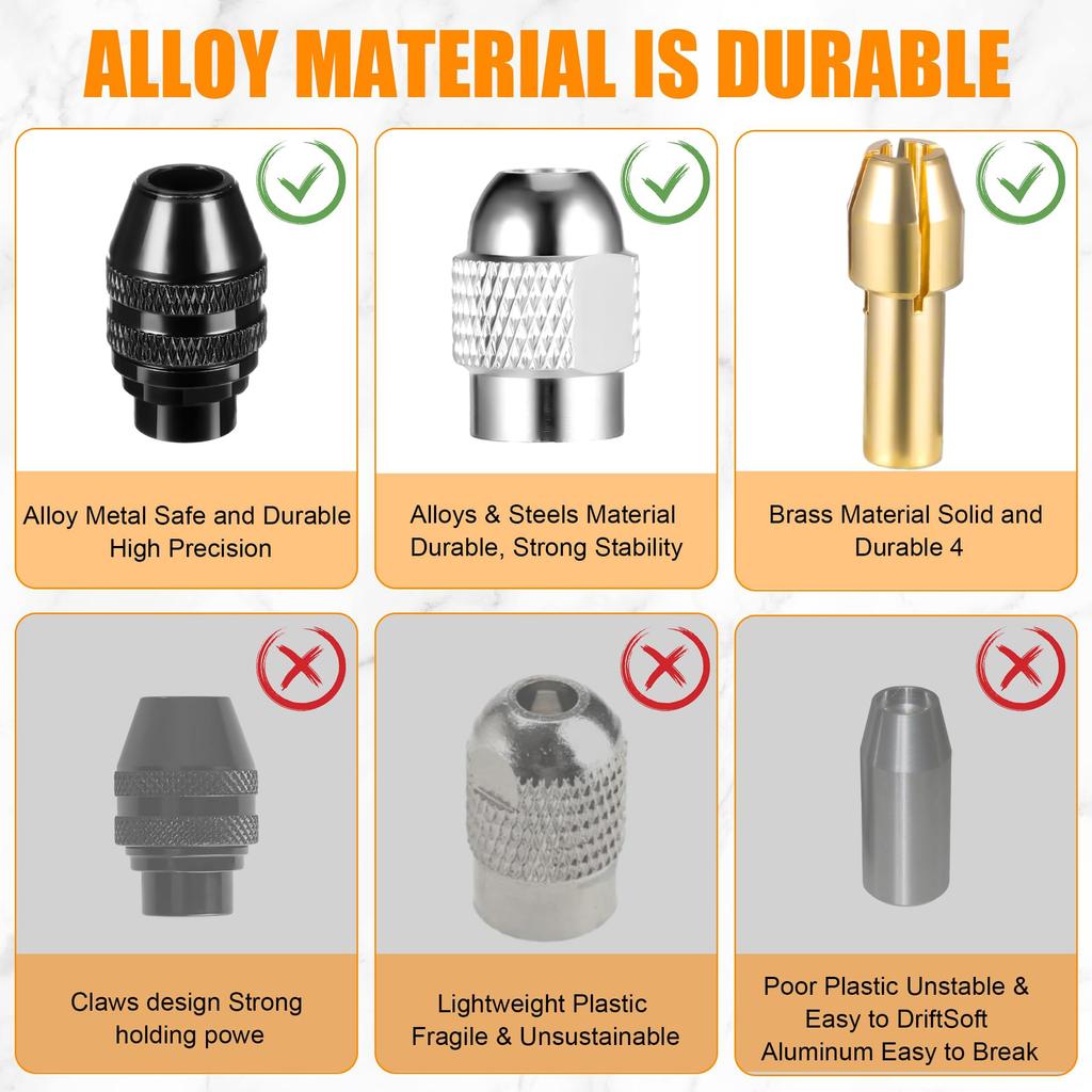 Multi Chuck 15Pcs Set Brass Collet Nut Kit Set Replacement Keyless Quick Change Chuck Rotary Tool Accessory