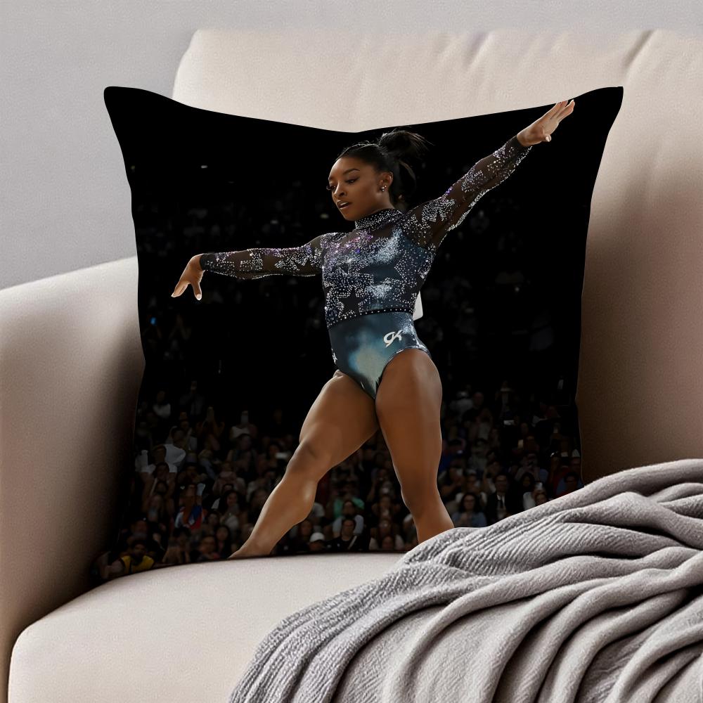 1 шт. Классическая наволочка для подушки Simone Biles, пылезащитная, с потайной молнией, из короткого плюша, для дивана