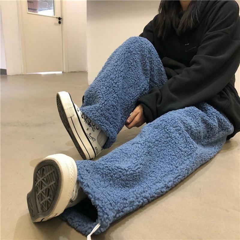 Женские зимние брюки больших размеров с утолщенной подкладкой, теплые, однотонные, свободные, с высокой талией, прямые, широкие брюки для отдыха