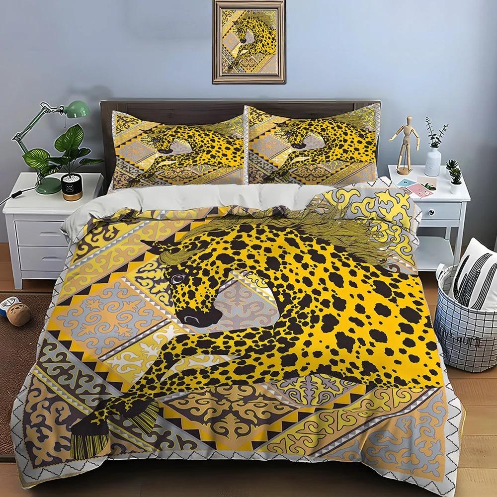 Retro Horse Harness Art Print Bedding Set 1 Duvet Cover 1/2 Pillowcases Adult and Children Bedding Set Luxury Gifts