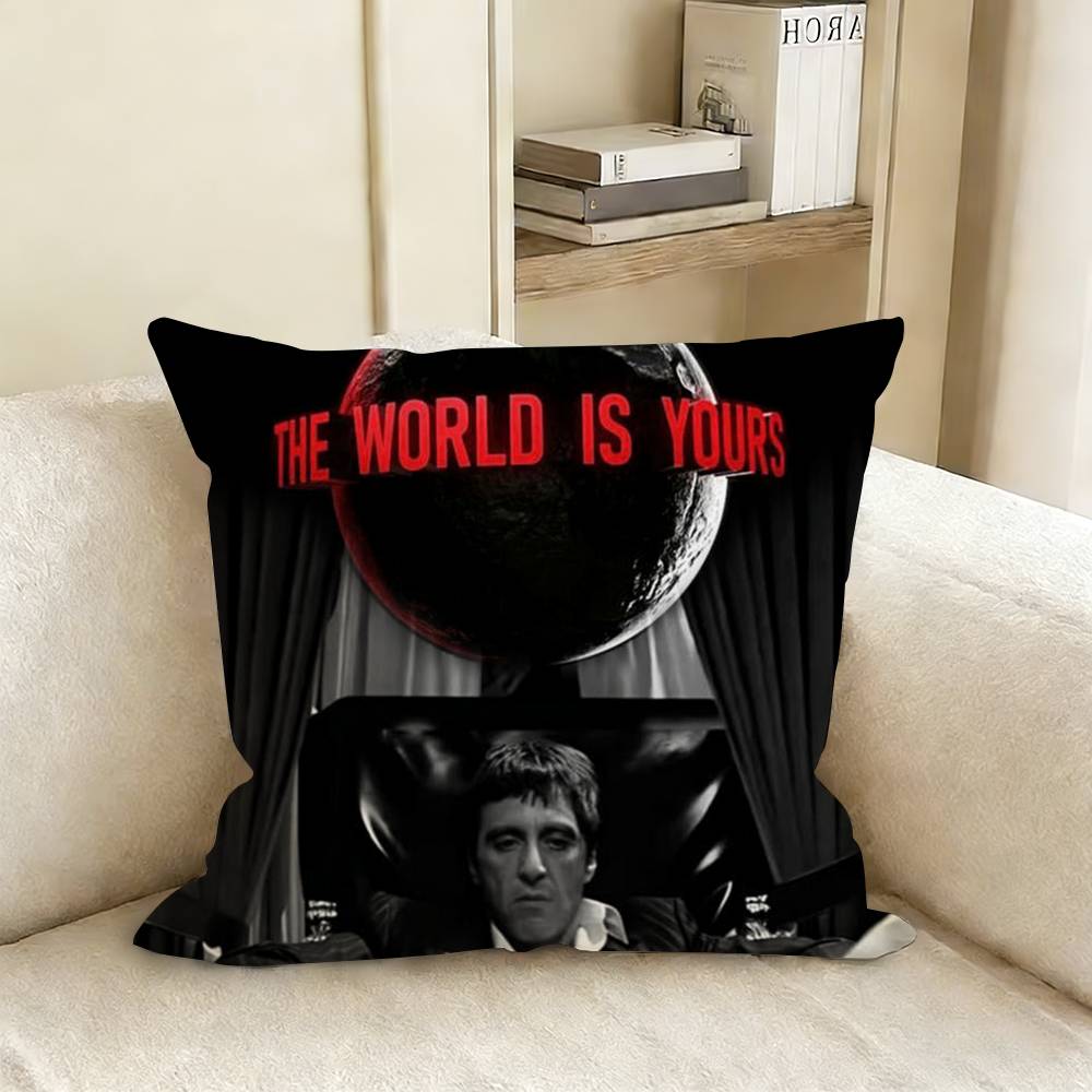 The World Is Yours SScarfaces Pillow Case Living Room Sofa Cushion Cover Suitable For Home Bedroom Room Decoration