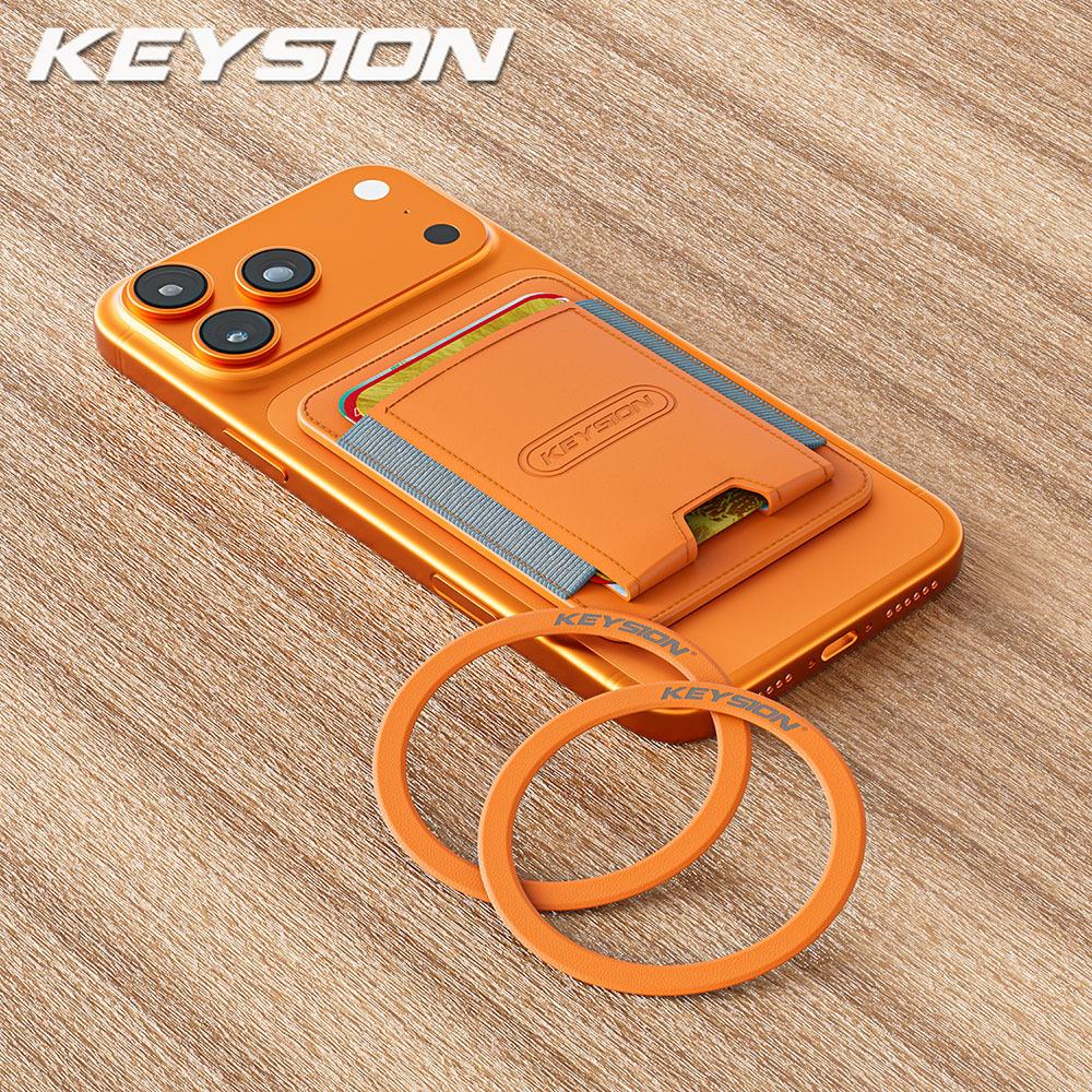 KEYSION Магнитный чехол-держатель для карт MagSafe для iPhone 17 16 15 Pro Max Samsung Huawei Эластичный кошелек-сумка из ПУ кожи Чехол для телефона