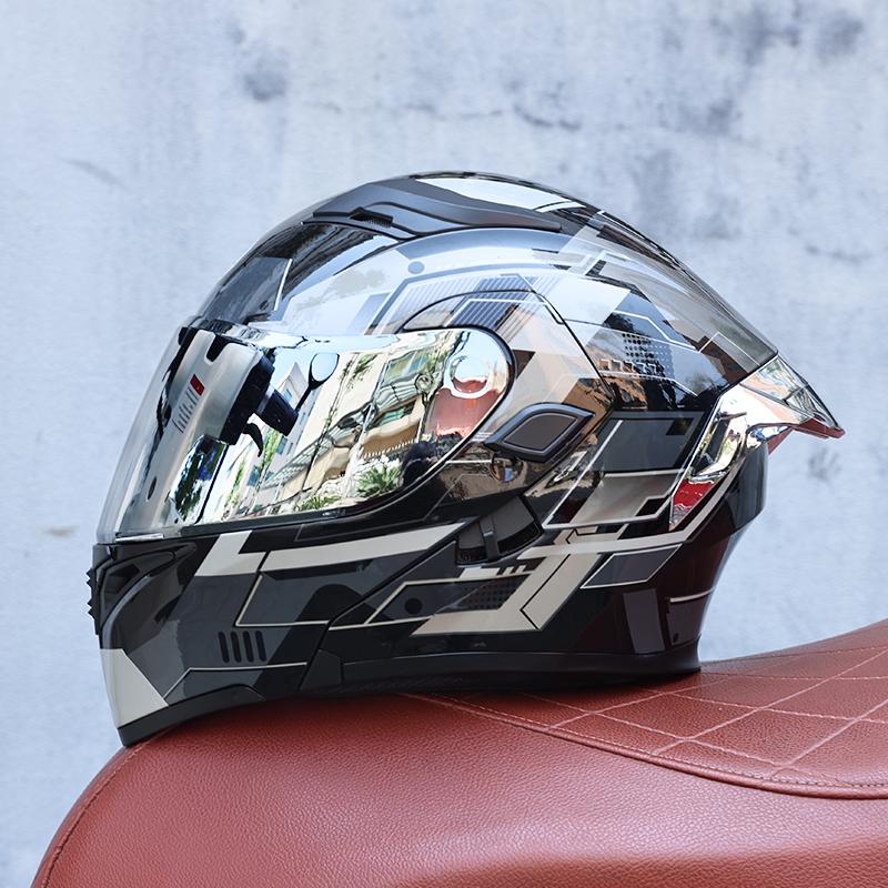 ORZ-Premium ABS Modular Motorcycle Helmet, Dual Internal & External Visor, Breathable Anti Impact Protective Gear for Riders