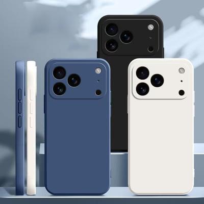 Квадратный чехол для телефона из жидкого силикона для For Iphone 17 ProMax Чехол для Iphone 12 13 mini 14 15 16 Plus 17 Pro Max Защитная крышка для камеры