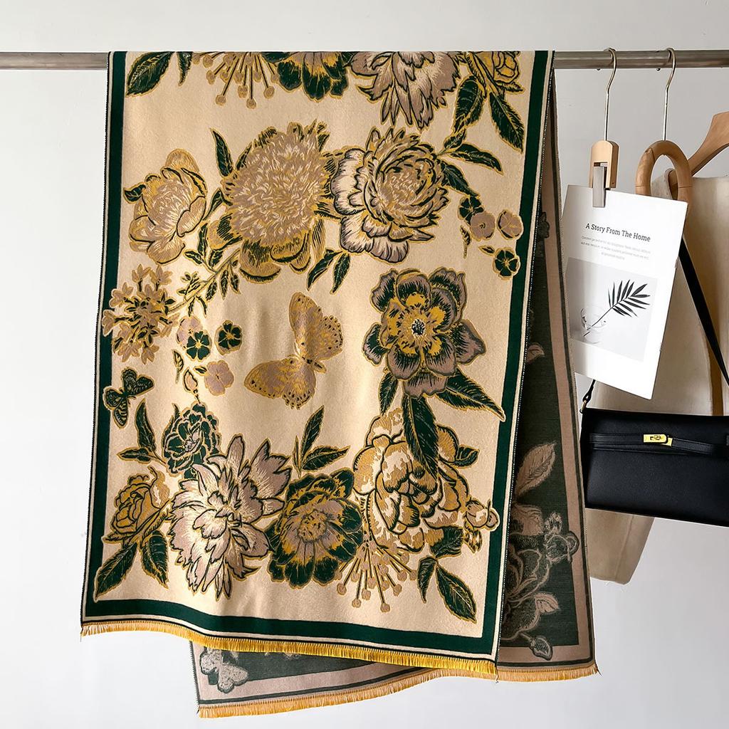 Зимний шарф 2024 года для женщин, пашминовые шали и палантины, цветочные кашемировые теплые шарфы, одеяло Echarpe