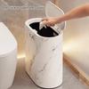Modern Waste Basket Large Capacity Marble Pattern Trash Can Multi-Purpose Use Bathroom Narrow Small Garbage Bin with Lid