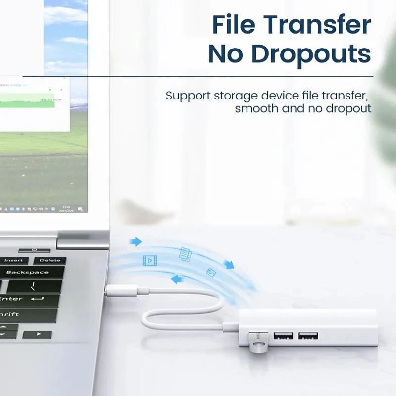 USB Ethernet-адаптер USB Type C к порту Rj45 Lan, гигабитная сетевая карта 100 Мбит/с, док-станция USB 2.0 для ПК, компьютера, ноутбука